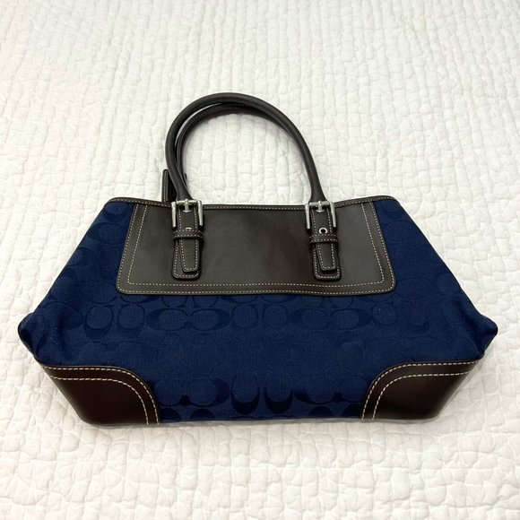 Elegant Blue and Brown Women's Handbag - Picture 1 of 8